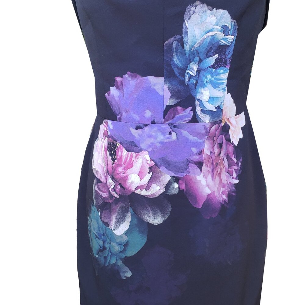 Black Halo Dress Black Floral Graphic Sleeveless Sheath Spaghetti Straps 14 - Picture 2 of 9